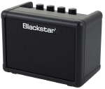 A Blackstar Fly III tiny practice amp. It's a small black rectangle with some controls on.