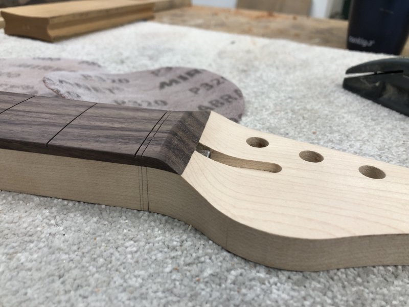 The rounded over top end of the headstock which both rounds down from the fretboard on top, to a slope, and then rounding out to the headstock-face again.